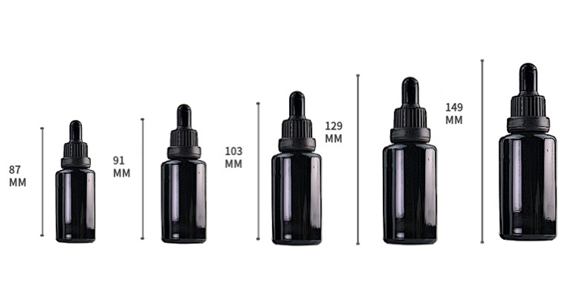 Shiny black essential oil bottle with anti-theft cover dropper bottle