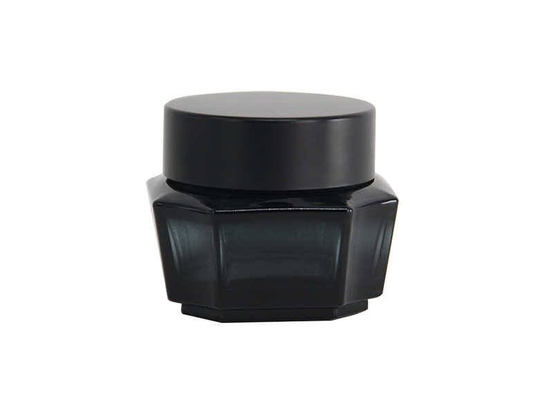 Black light-proof glass cream jar for skin care product packaging