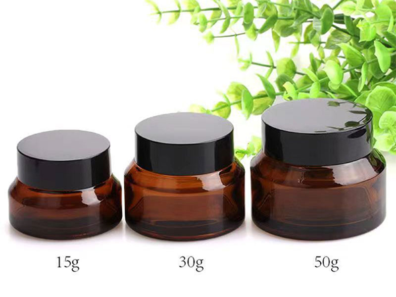 Glass cosmetic jars wholesale brown face cream bottle