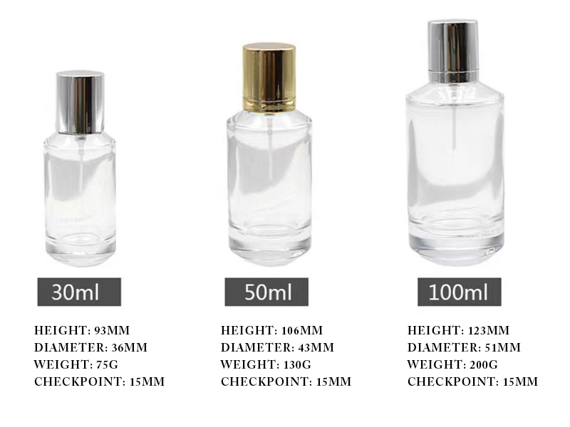 Wholesale glass perfume packaging bottle 50ml bayonet