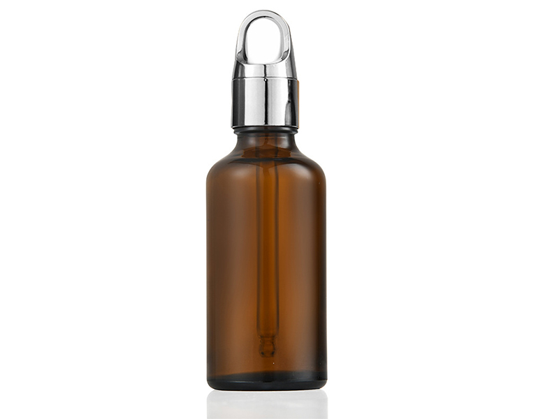 Amber glass essential oil bottle