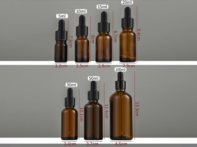 Amber glass essential oil bottle