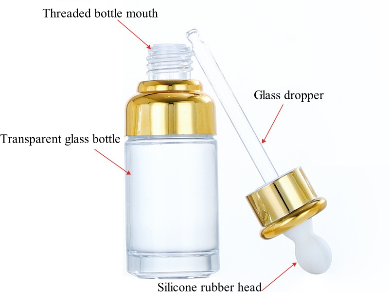 Clear glass dropper essential oil bottle