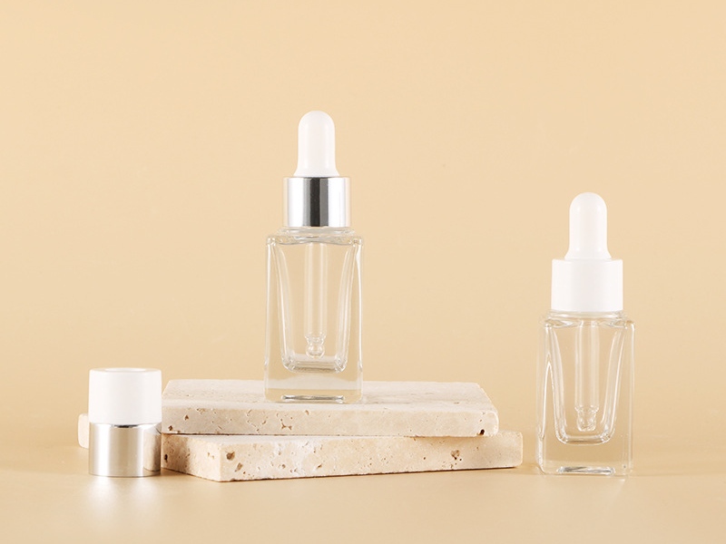 Clear square essential oil bottle