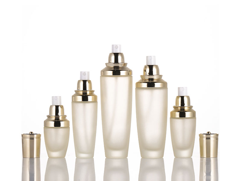 Clear Yellow Glass Cosmetic Bottles Set